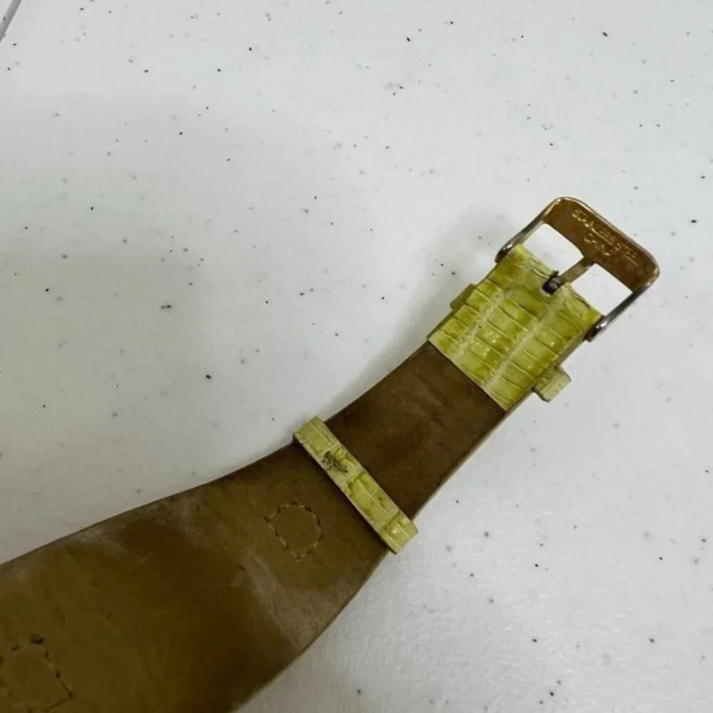 Chicos Watch Green‎ Yellow Leather Croc Embossed Silver Tone Quartz